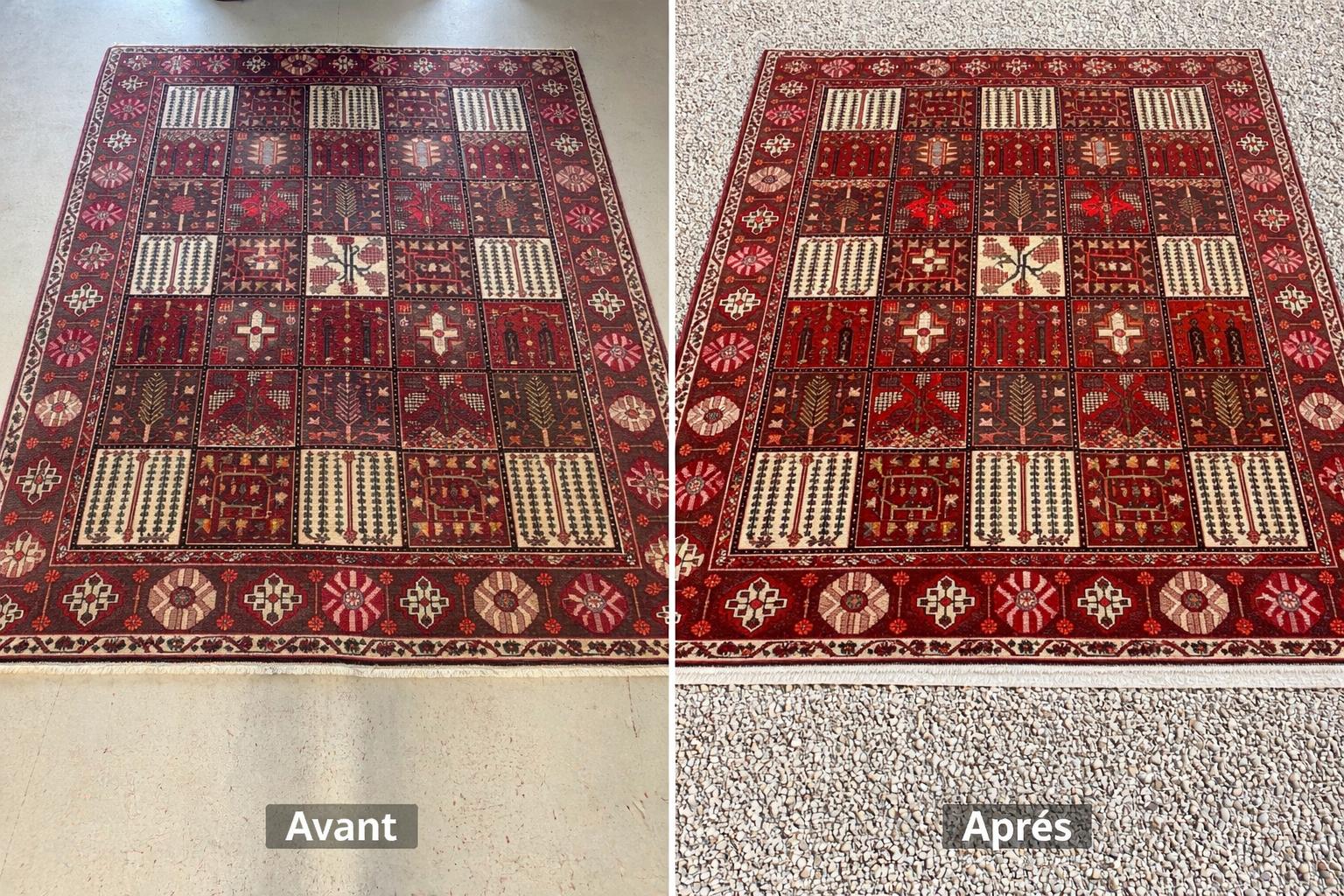 Tapis restauré prêt à livrer