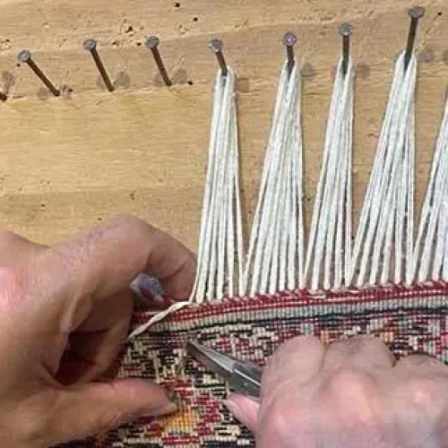 Retissage franges tapis